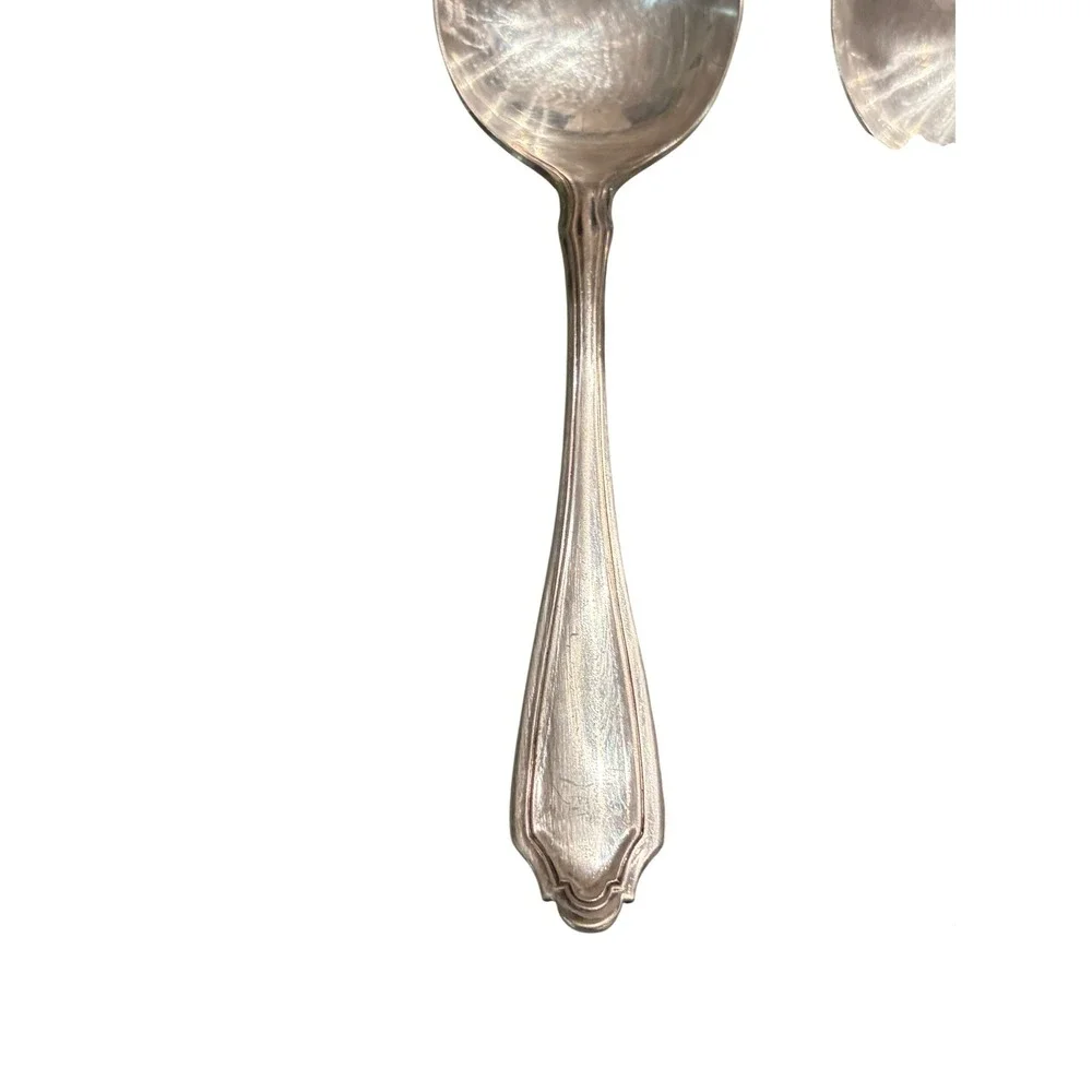 Set of 2 R Wallace A1 Silverplate Soup Bouillon Spoons Evening Star